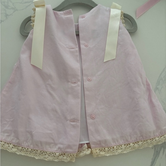 Elegant Pink Baby Dress with Lace Trim - Picture 3 of 3